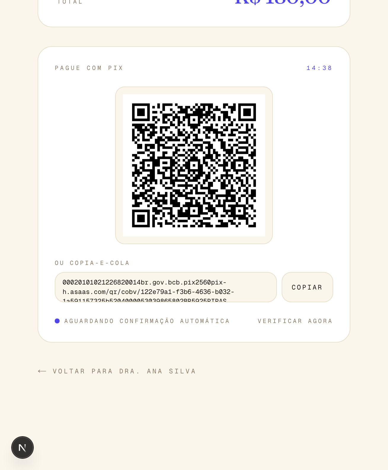 QR Pix gerado automaticamente